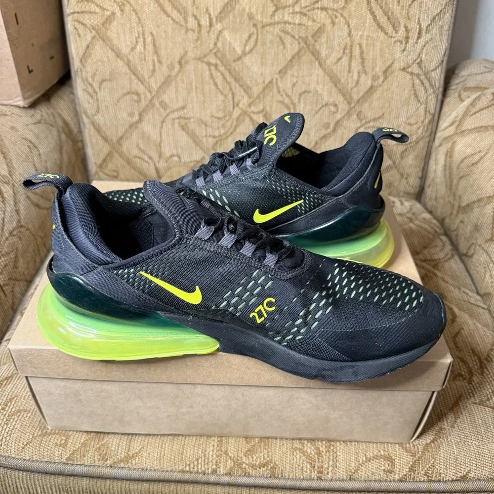 Nike Air Max 270 Anthracite Volt Black Neon Green AH8050-017 Mens 12.5 - Picture 2 of 9